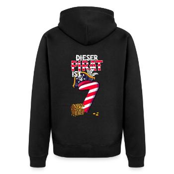 7. Geburtstag Piraten - Unisex Premium Bio Zip Hoodie - Schwarz - Hinten - Nico (187cm)