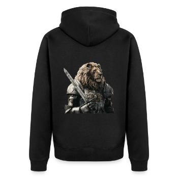 Chevalier Lion Moyen Âge - Veste à capuche bio Premium Unisexe - noir - Dos - Nico (187cm)