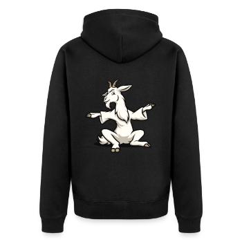 Goat yoga meditation, yoga class, yoga - Unisex Premium Organic Zip Hoodie - black - Back - Nico (187cm)