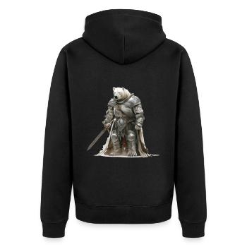 Polar Bär Ritter Mittelalter - Unisex Premium Bio Zip Hoodie - Schwarz - Hinten - Nico (187cm)