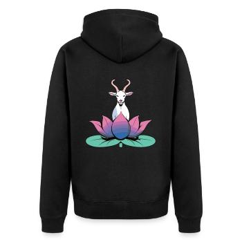 Goat yoga meditation, yoga class, yoga - Unisex Premium Organic Zip Hoodie - black - Back - Nico (187cm)