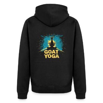 Ziegen-yoga-meditation, Yoga-kurs, Yoga - Unisex Premium Bio Zip Hoodie - Schwarz - Hinten - Nico (187cm)