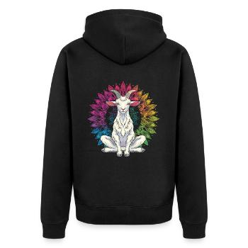 Goat yoga meditation, yoga class, yoga - Unisex Premium Organic Zip Hoodie - black - Back - Nico (187cm)