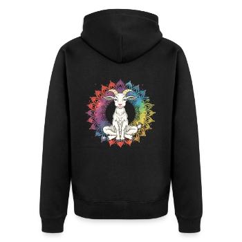 Goat yoga meditation, yoga class, yoga - Unisex Premium Organic Zip Hoodie - black - Back - Nico (187cm)