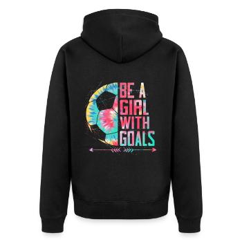 Fußballmädchen Teen Soccer Liebhaber Spieler - Unisex Premium Bio Zip Hoodie - Schwarz - Hinten - Nico (187cm)