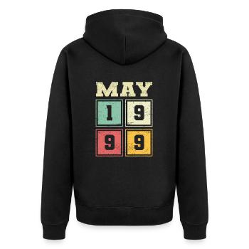 25. Geburtstag Mai Jahrgang 1999 Geschenkidee - Unisex Premium Bio Zip Hoodie - Schwarz - Hinten - Nico (187cm)