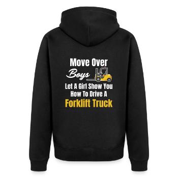 Let a girl show you how to - Unisex Premium Organic Zip Hoodie - black - Back - Nico (187cm)