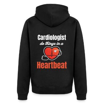 Cardiologists Do Things In A Heartbeat - Unisex Premium Organic Zip Hoodie - black - Back - Nico (187cm)