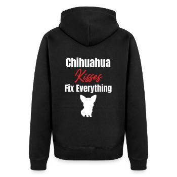 Chihuahua Kisses Fix Everything Paw Chiwawa - Unisex Premium Bio Zip Hoodie - Schwarz - Hinten - Nico (187cm)