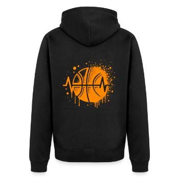 Basketball Herzlinie - Unisex Premium Bio Zip Hoodie - Schwarz - Hinten - Nico (187cm)