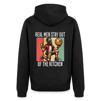 Lustiger Basketball Spruch - Unisex Premium Bio Zip Hoodie - Schwarz - Hinten - Nico (187cm)