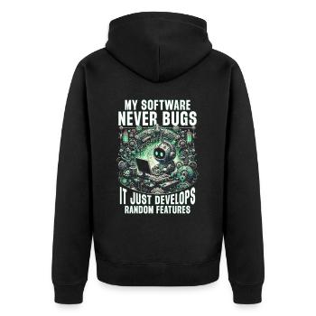 Robotik Ingenieur - Unisex Premium Bio Zip Hoodie - Schwarz - Hinten - Nico (187cm)
