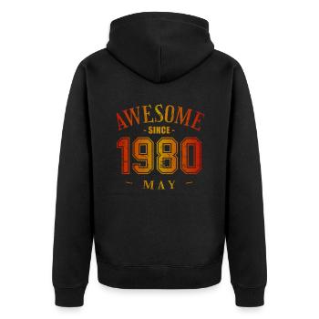 May 1980 - Geburtstag im Mai Awesome - Unisex Premium Bio Zip Hoodie - Schwarz - Hinten - Nico (187cm)