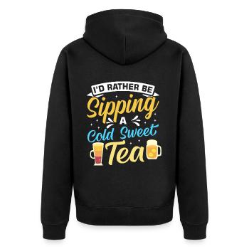 Sweet Tea - Unisex Premium Organic Zip Hoodie - black - Back - Nico (187cm)