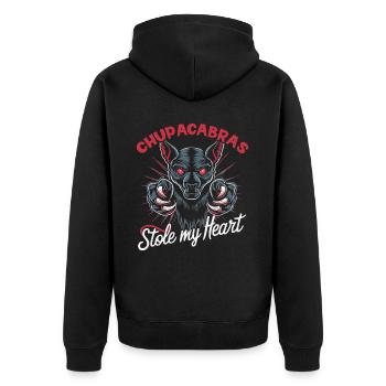Chupacabra Legendäre Kreatur Bestie Kryptozoologie - Unisex Premium Bio Zip Hoodie - Schwarz - Hinten - Nico (187cm)