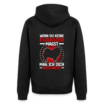 Eurasier mag dich auch nicht Eurasian Spitz - Unisex Premium Bio Zip Hoodie - Schwarz - Hinten - Nico (187cm)