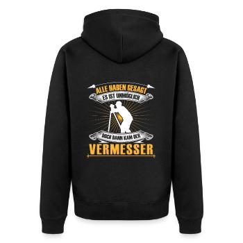 Surveyor is impossible to surveyor - Unisex Premium Organic Zip Hoodie - black - Back - Nico (187cm)