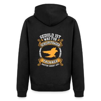 Falkner rasten direkt aus Beizjagd Falknerei - Unisex Premium Bio Zip Hoodie - Schwarz - Hinten - Nico (187cm)
