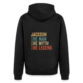 Jackson the man the myth - Unisex Premium Organic Zip Hoodie - black - Back - Nico (187cm)