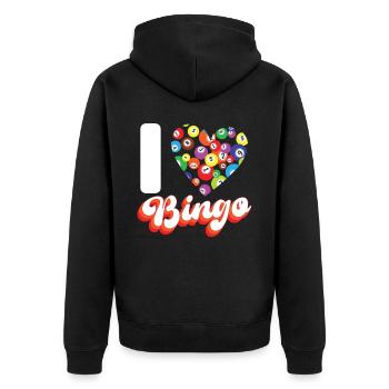 Bingo Player Heart I Love Bingo - Unisex Premium Organic Zip Hoodie - black - Back - Nico (187cm)