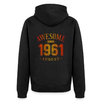 August 1961 - Geburtstag im August Awesome - Unisex Premium Bio Zip Hoodie - Schwarz - Hinten - Nico (187cm)