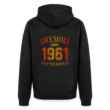 September 1961 - Geburtstag im September Awesome - Unisex Premium Bio Zip Hoodie - Schwarz - Hinten - Nico (187cm)