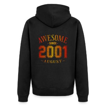 Août 2001 - Anniversaire en août Génial - Veste à capuche bio Premium Unisexe - noir - Dos - Nico (187cm)