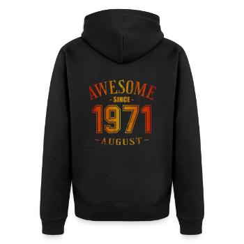 August 1971 - Geburtstag im August Awesome - Unisex Premium Bio Zip Hoodie - Schwarz - Hinten - Nico (187cm)