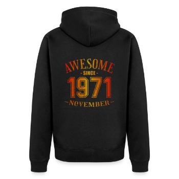 November 1971 - Geburtstag im November Awesome - Unisex Premium Bio Zip Hoodie - Schwarz - Hinten - Nico (187cm)