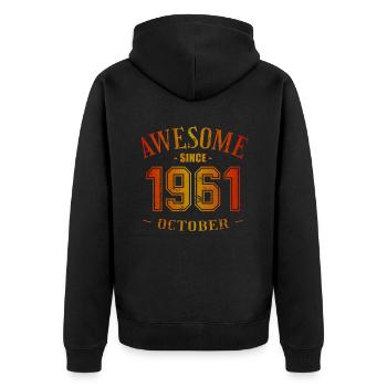 October 1961 - Geburtstag im Oktober Awesome - Unisex Premium Bio Zip Hoodie - Schwarz - Hinten - Nico (187cm)