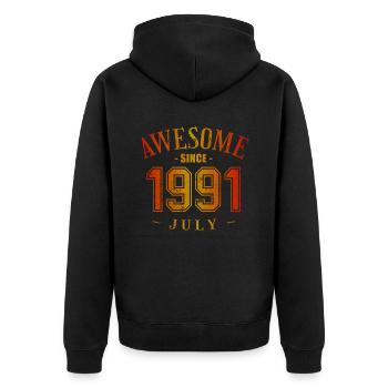 Juillet 1991 - Anniversaire en juillet Génial - Veste à capuche bio Premium Unisexe - noir - Dos - Nico (187cm)