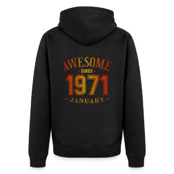January 1971 - Geburtstag im Januar Awesome - Unisex Premium Bio Zip Hoodie - Schwarz - Hinten - Nico (187cm)