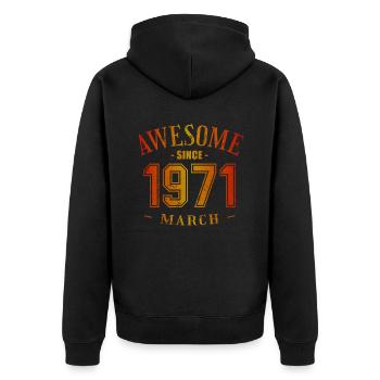 March 1971 - Geburtstag im März Awesome - Unisex Premium Bio Zip Hoodie - Schwarz - Hinten - Nico (187cm)