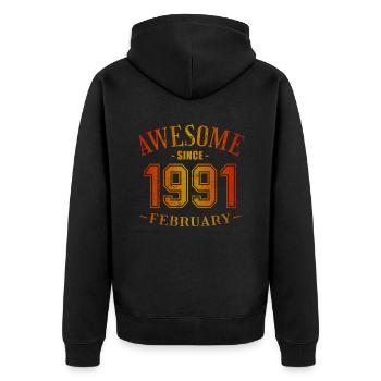 Février 1991 - Anniversaire en février Génial - Veste à capuche bio Premium Unisexe - noir - Dos - Nico (187cm)