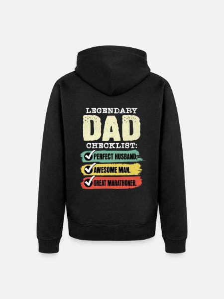 Dad Marathon Runner Father's Day - Unisex Premium Organic Zip Hoodie - black