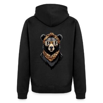 Funny Mom Bear Mother Bear Bear Lover - Unisex Premium Organic Zip Hoodie - black - Back - Nico (187cm)