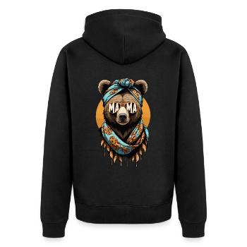 Funny Mom Bear Mother Bear Bear Lover - Unisex Premium Organic Zip Hoodie - black - Back - Nico (187cm)