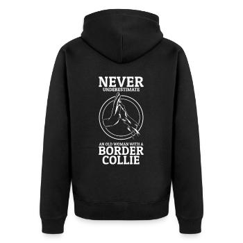 Traumdesign für Border-Collie-Enthusiasten - Unisex Premium Bio Zip Hoodie - Schwarz - Hinten - Nico (187cm)