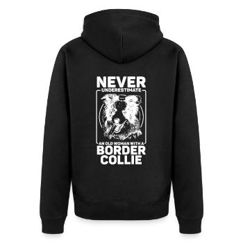 Unique border collie design for - Unisex Premium Organic Zip Hoodie - black - Back - Nico (187cm)