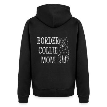 Einzigartiges Border-Collie-Design für - Unisex Premium Bio Zip Hoodie - Schwarz - Hinten - Nico (187cm)