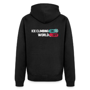 Eisklettern Ice Climbing On World Off - Unisex Premium Organic Zip Hoodie - black - Back - Nico (187cm)
