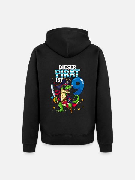 9th Birthday Pirates - Unisex Premium Organic Zip Hoodie - black