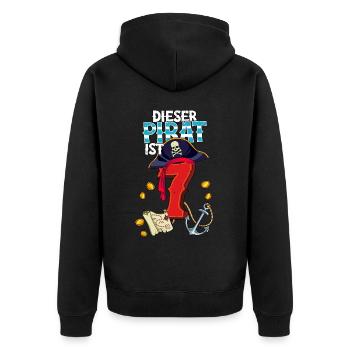 7e anniversaire Pirates - Veste à capuche bio Premium Unisexe - noir - Dos - Nico (187cm)