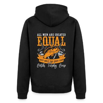 Carp Fishing All Men Are Created Equal Fisherman - Unisex Premium Bio Zip Hoodie - Schwarz - Hinten - Nico (187cm)