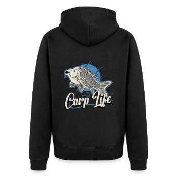Pêche à la carpe La vie de la carpe aime le pêcheur à la canne à pêche - Veste à capuche bio Premium Unisexe - noir - Dos - Nico (187cm)