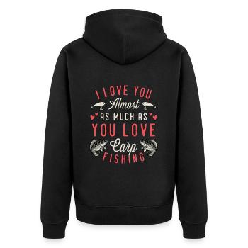 Carp Fishing I Love You Almost As Much Fishing Rod - Unisex Premium Bio Zip Hoodie - Schwarz - Hinten - Nico (187cm)