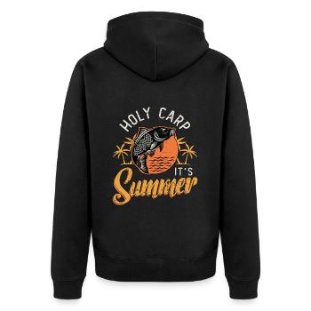 Carp Fishing Holy Carp It's Summer Fishing Lover - Unisex Premium Organic Zip Hoodie - black - Back - Nico (187cm)