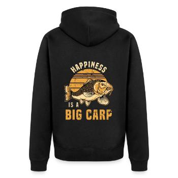 Carp Fishing Happiness Is A Big Carp Fishing Lover - Unisex Premium Organic Zip Hoodie - black - Back - Nico (187cm)