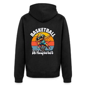 Basketball Whisperer - Unisex Premium Bio Zip Hoodie - Schwarz - Hinten - Nico (187cm)
