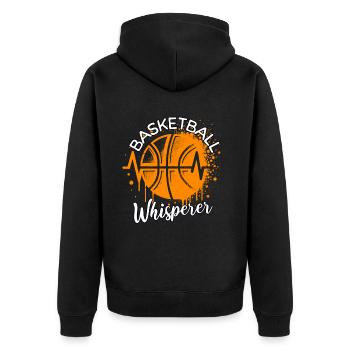 Basketball Whisperer - Unisex Premium Organic Zip Hoodie - black - Back - Nico (187cm)